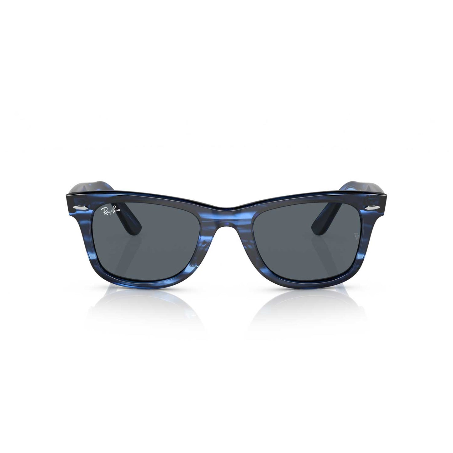 Ray-Ban Wayfarer Low Bridge Fit Bio-Acetate Sunglasses - Polished Striped Blue Frame - Blue Lenses