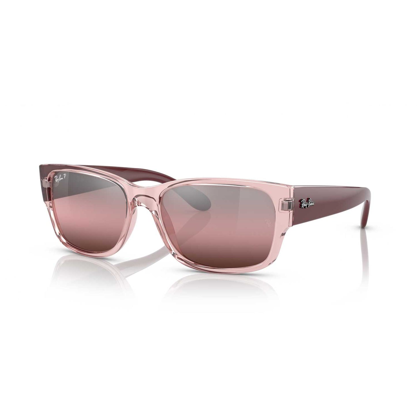 Ray-Ban RB4388 Polarized Sunglasses - Polished Transparent Pink Frame - Red Lenses