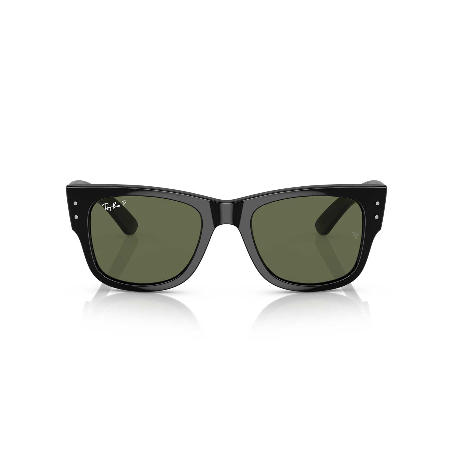 Ray-Ban Mega Wayfarer Polarized Sunglasses - Polished Black Frame - Green Lenses - BeachToBlvd