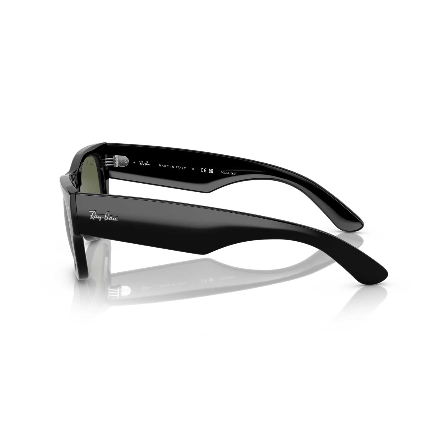 Ray-Ban Mega Wayfarer Polarized Sunglasses - Polished Black Frame - Green Lenses - BeachToBlvd