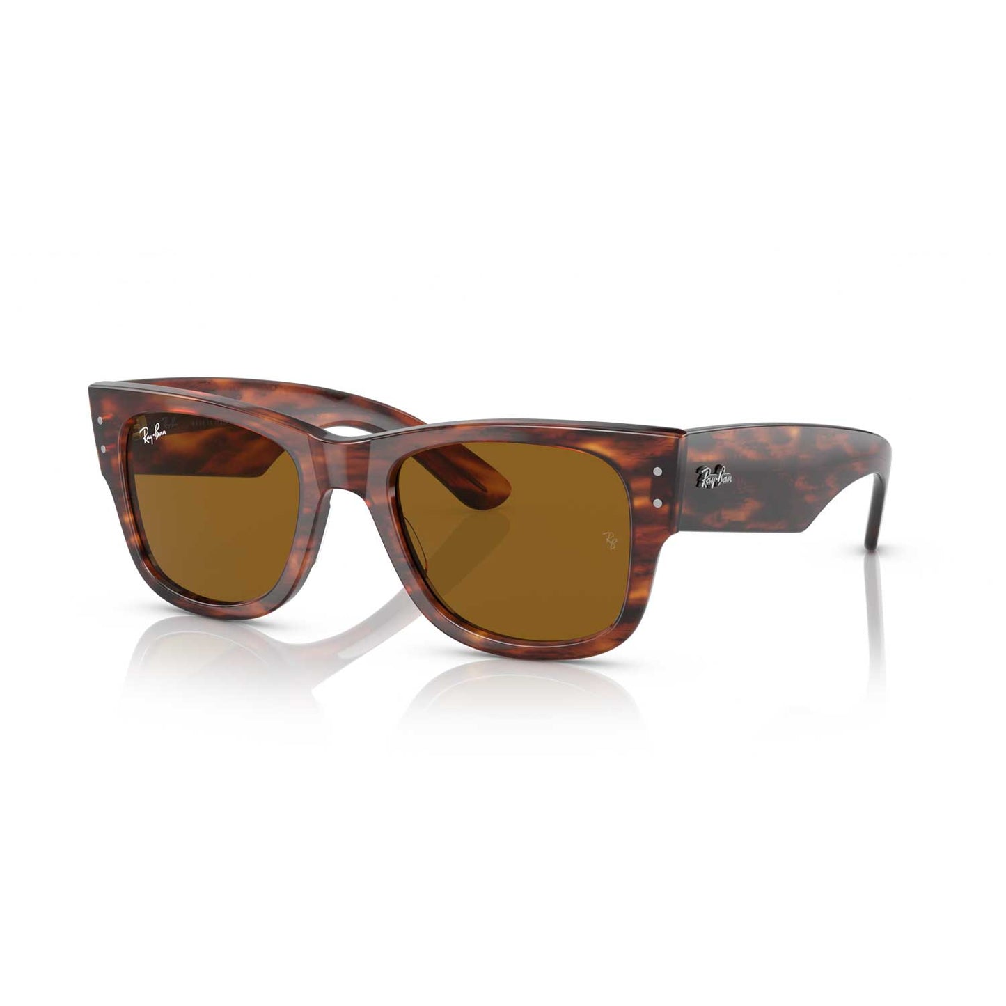 Ray-Ban Mega Wayfarer   Sunglasses - Polished Striped Havana Frame - Brown Lenses
