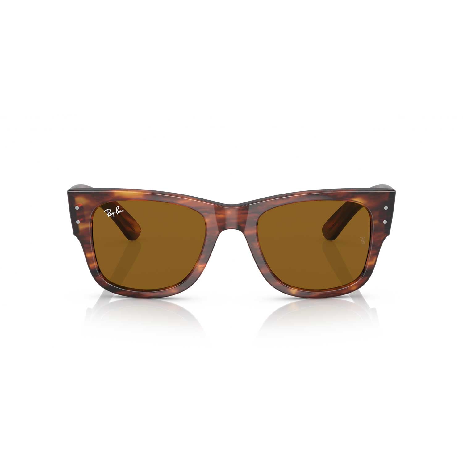 Ray-Ban Mega Wayfarer   Sunglasses - Polished Striped Havana Frame - Brown Lenses - BeachToBlvd