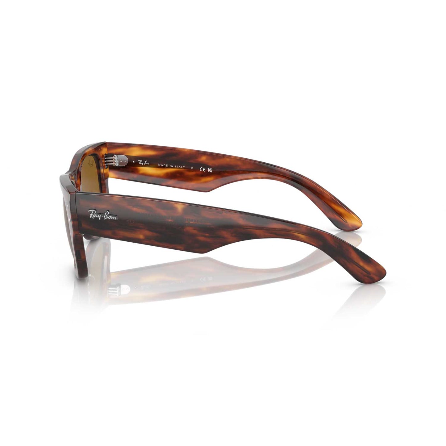 Ray-Ban Mega Wayfarer   Sunglasses - Polished Striped Havana Frame - Brown Lenses