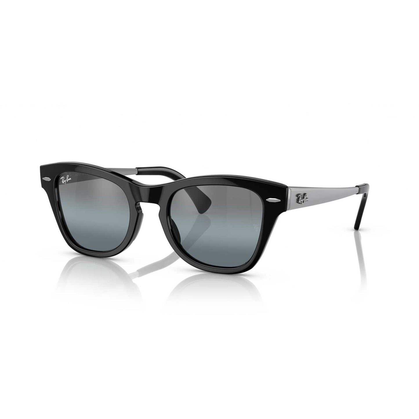 Ray-Ban 707 Aluminium Vintage Sunglasses - Polished Black Frame - Blue Lenses