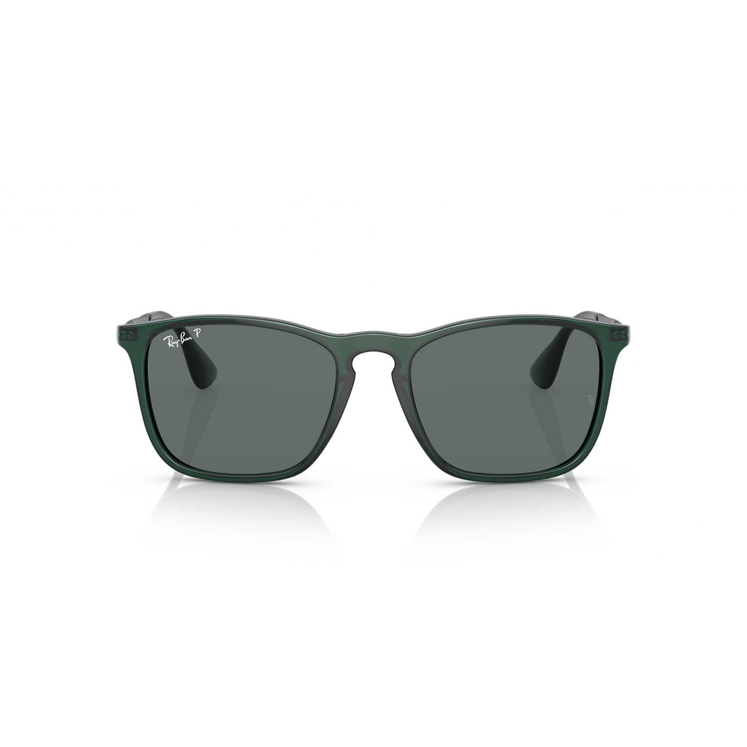 Ray-Ban Chris Polarized Sunglasses - Polished Transparent Green Frame - Gray Lenses - BeachToBlvd