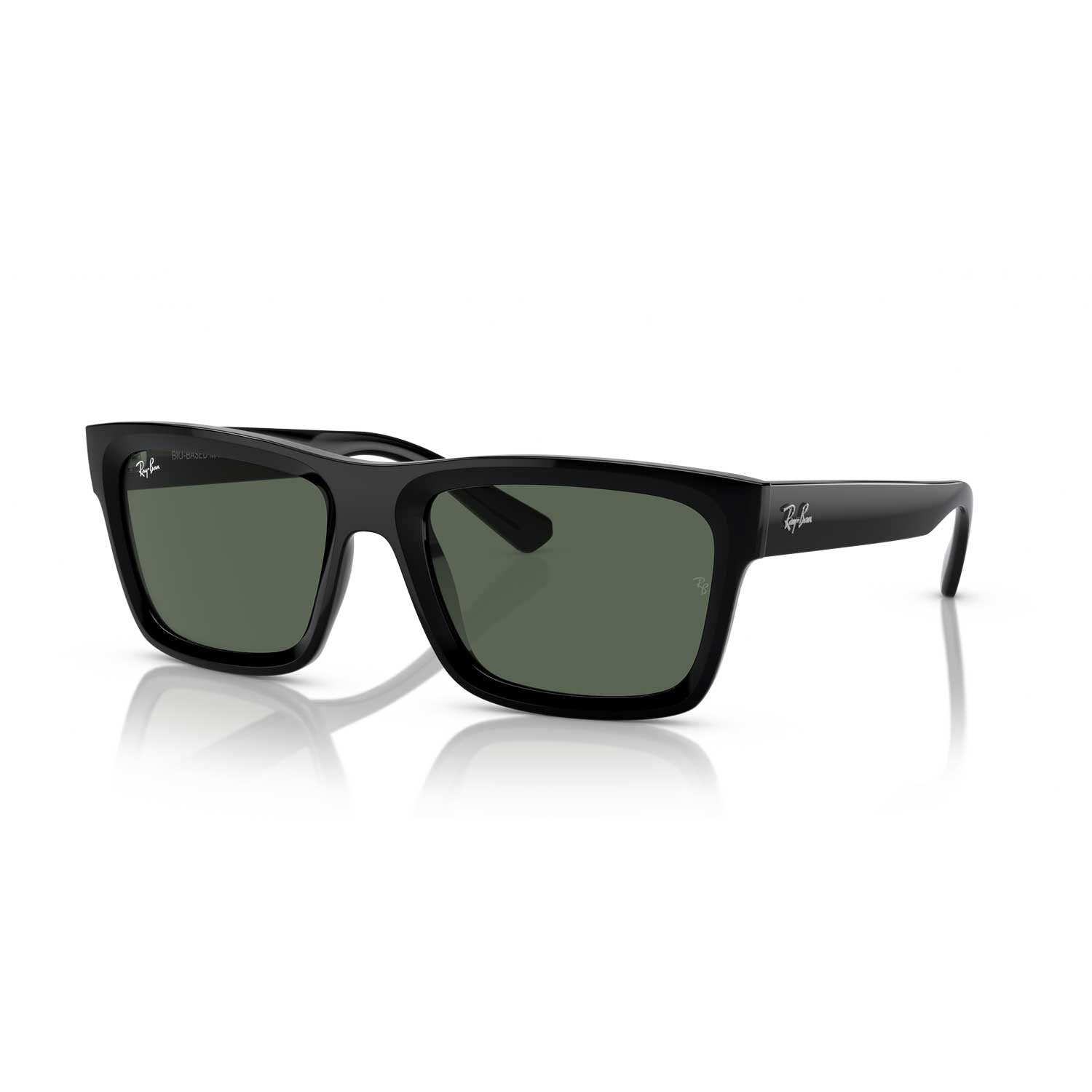 Ray-Ban Warren Bio Based Sunglasses - Polished Black Frame - Green Lenses - BeachToBlvd