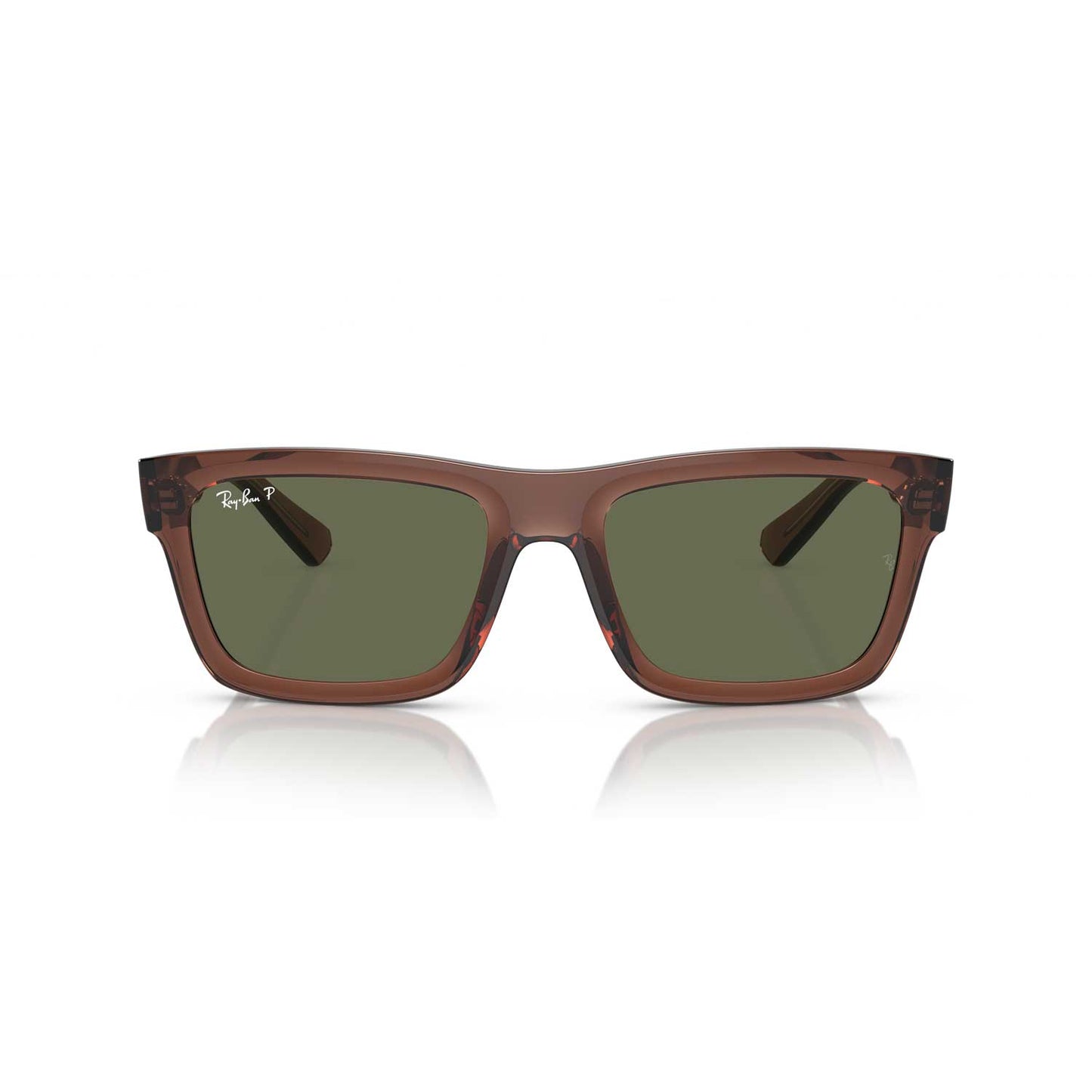 Ray-Ban Warren Bio Based Polarized Sunglasses - Polished Transparent Brown Frame - Green Lenses