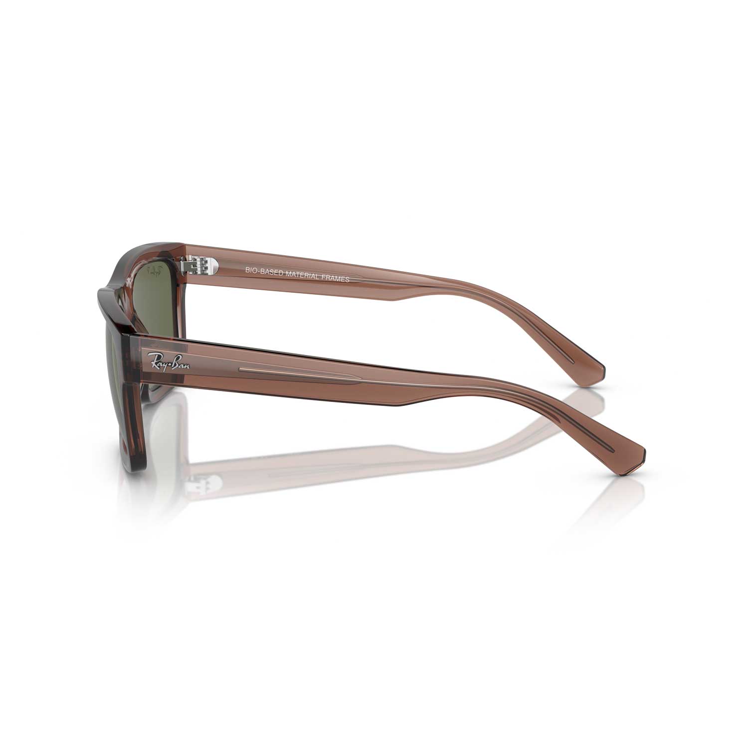 Ray-Ban Warren Bio Based Polarized Sunglasses - Polished Transparent Brown Frame - Green Lenses - BeachToBlvd