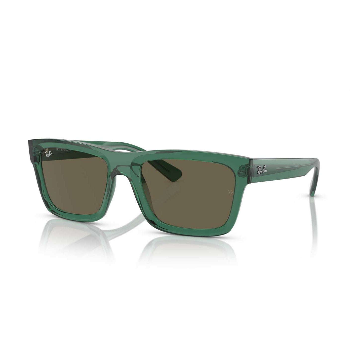 Ray-Ban Warren Bio Based Sunglasses - Polished Transparent Green Frame - Brown Lenses
