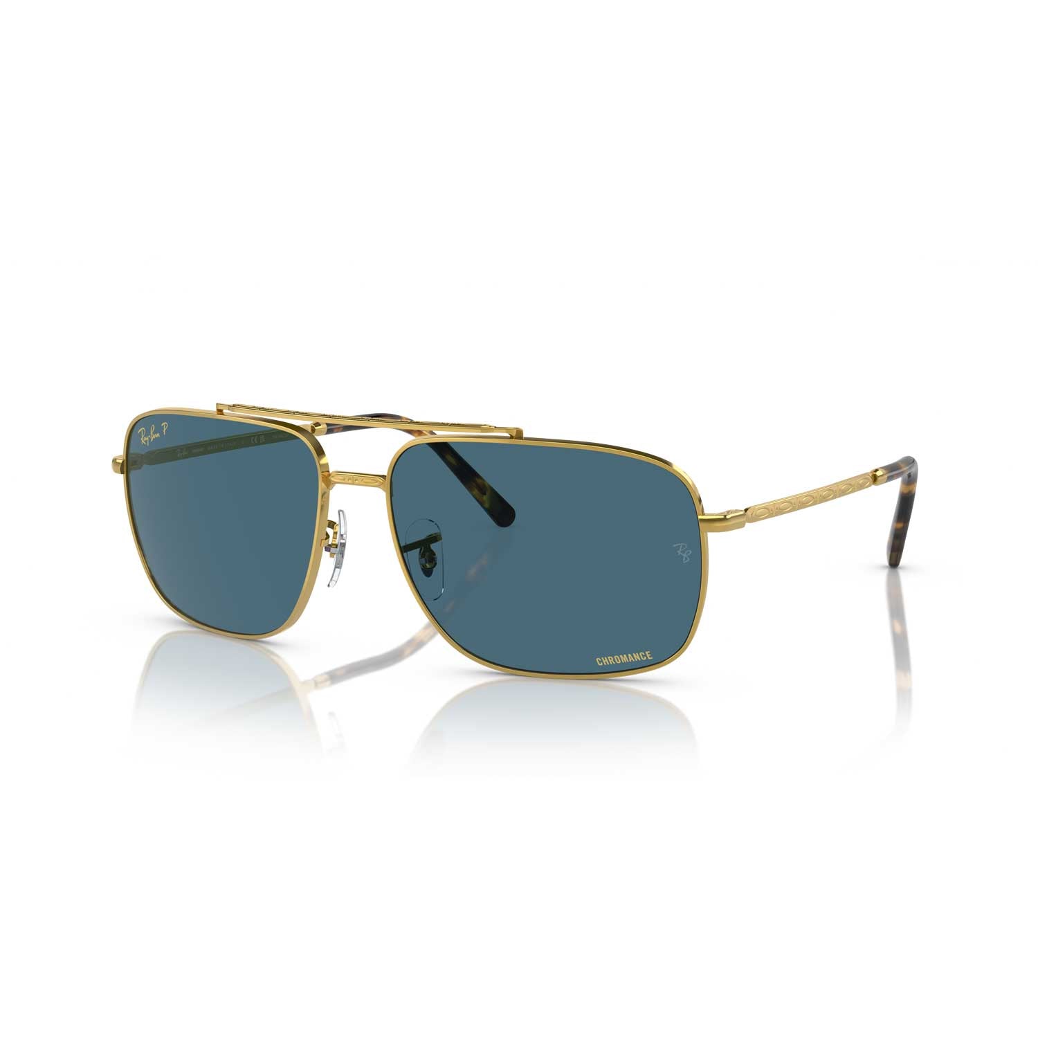 Ray-Ban RB3796 Polarized Chromance Sunglasses - Gold Frame - Blue Lens - BeachToBlvd