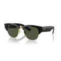 Ray-Ban Mega Clubmaster Sunglasses - Polished Black On Gold Frame - Green Lenses - BeachToBlvd