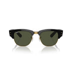 Ray-Ban Mega Clubmaster Sunglasses - Polished Black On Gold Frame - Green Lenses - BeachToBlvd