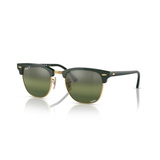 Ray-Ban Clubmaster Chromance Polarized Sunglasses - Green on Gold 55 mm Frame - Green Lenses - BeachToBlvd