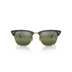 Ray-Ban Clubmaster Chromance Polarized Sunglasses - Green on Gold 55 mm Frame - Green Lenses - BeachToBlvd