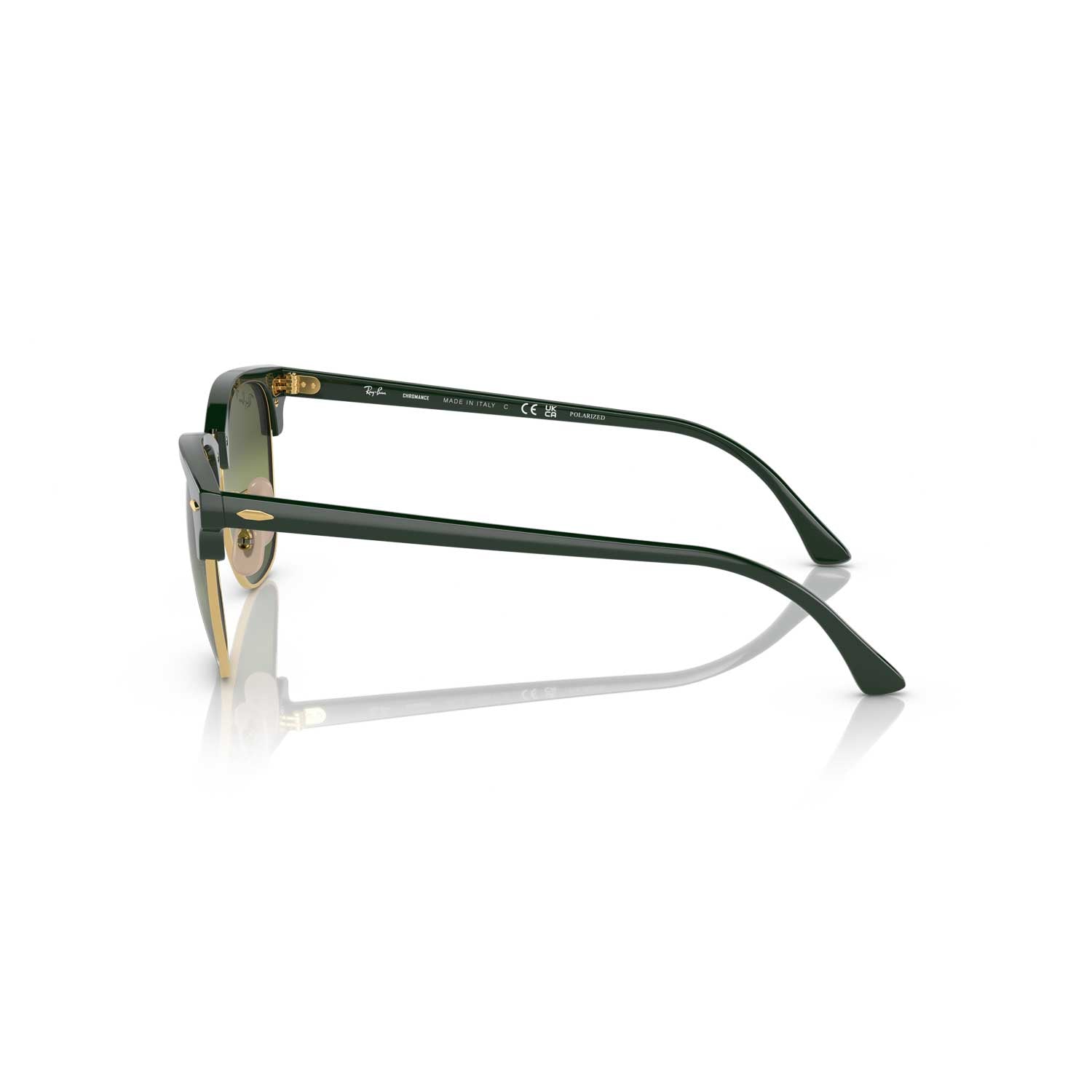 Ray-Ban Clubmaster Chromance Polarized Sunglasses - Green on Gold 55 mm Frame - Green Lenses - BeachToBlvd