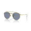 Ray-Ban Round Double Bridge Polarized Sunglasses - Polished Gold Frame - Blue Lenses - BeachToBlvd