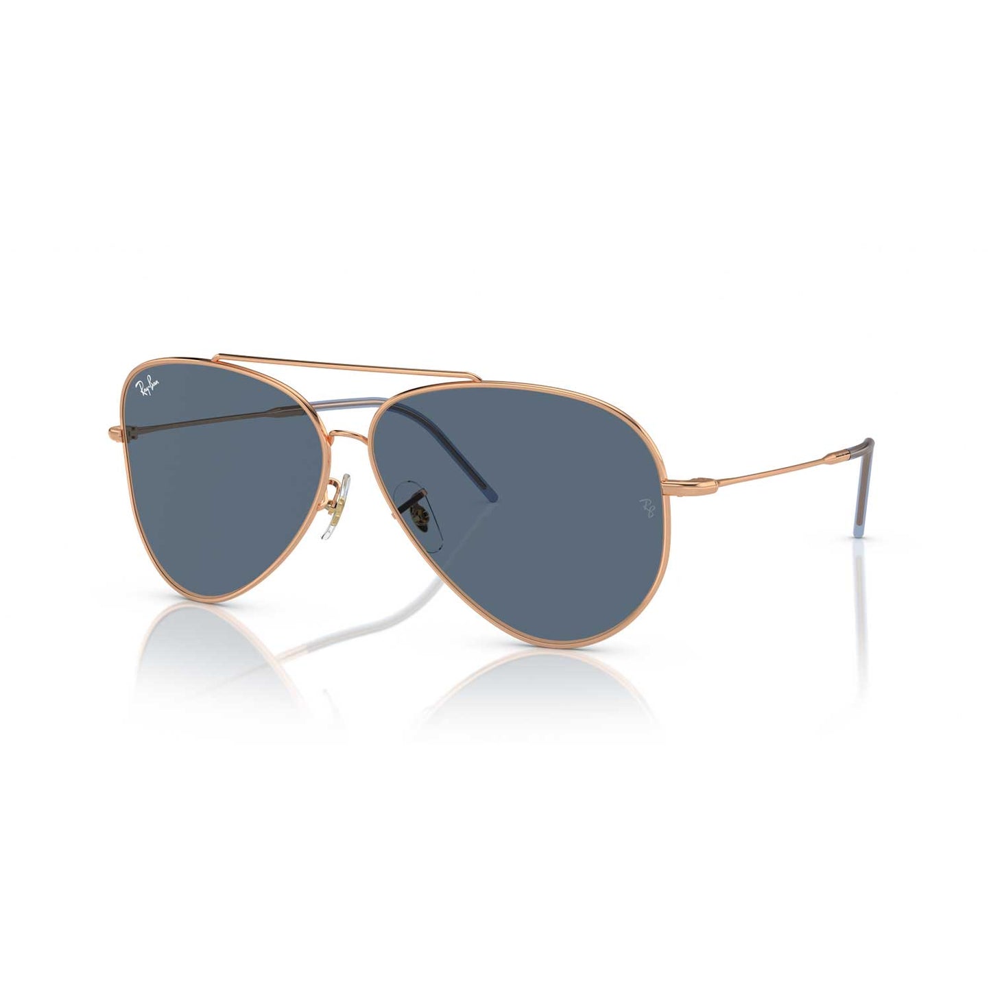 Ray-Ban Aviator Reverse Sunglasses - Polished Rose Gold Frame - Blue Lenses