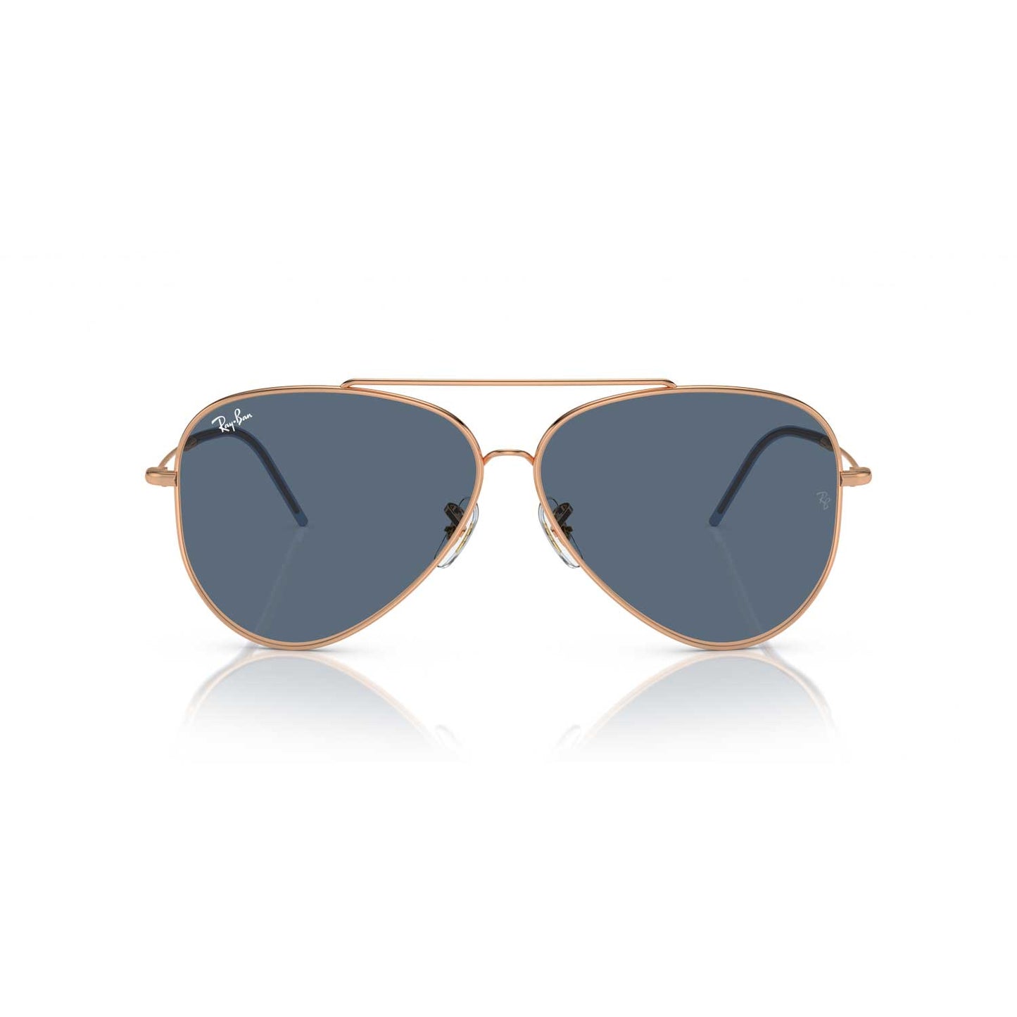 Ray-Ban Aviator Reverse Sunglasses - Polished Rose Gold Frame - Blue Lenses