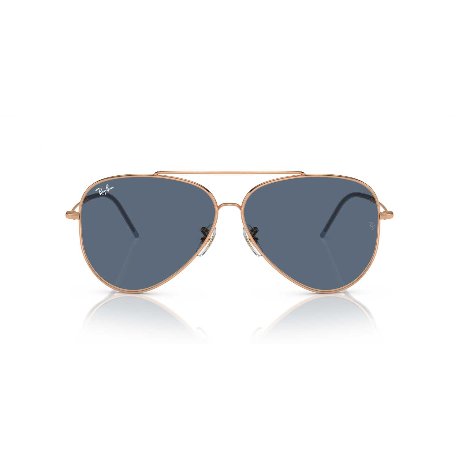 Ray-Ban Aviator Reverse Sunglasses - Polished Rose Gold Frame - Blue Lenses - BeachToBlvd