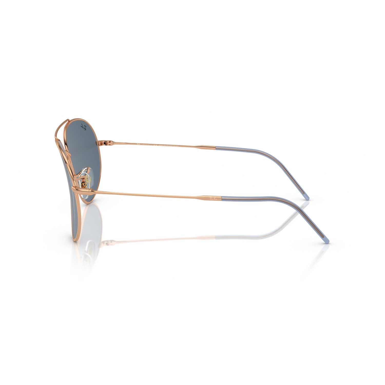 Ray-Ban Aviator Reverse Sunglasses - Polished Rose Gold Frame - Blue Lenses - BeachToBlvd