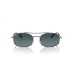 Ray-Ban RB3719 Oval Polarized Sunglasses - Gunmetal Frame - Blue Lenses - BeachToBlvd