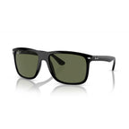 Ray-Ban Boyfriend Two Polarized Sunglasses - Polished Black Frame - Green Lenses - BeachToBlvd