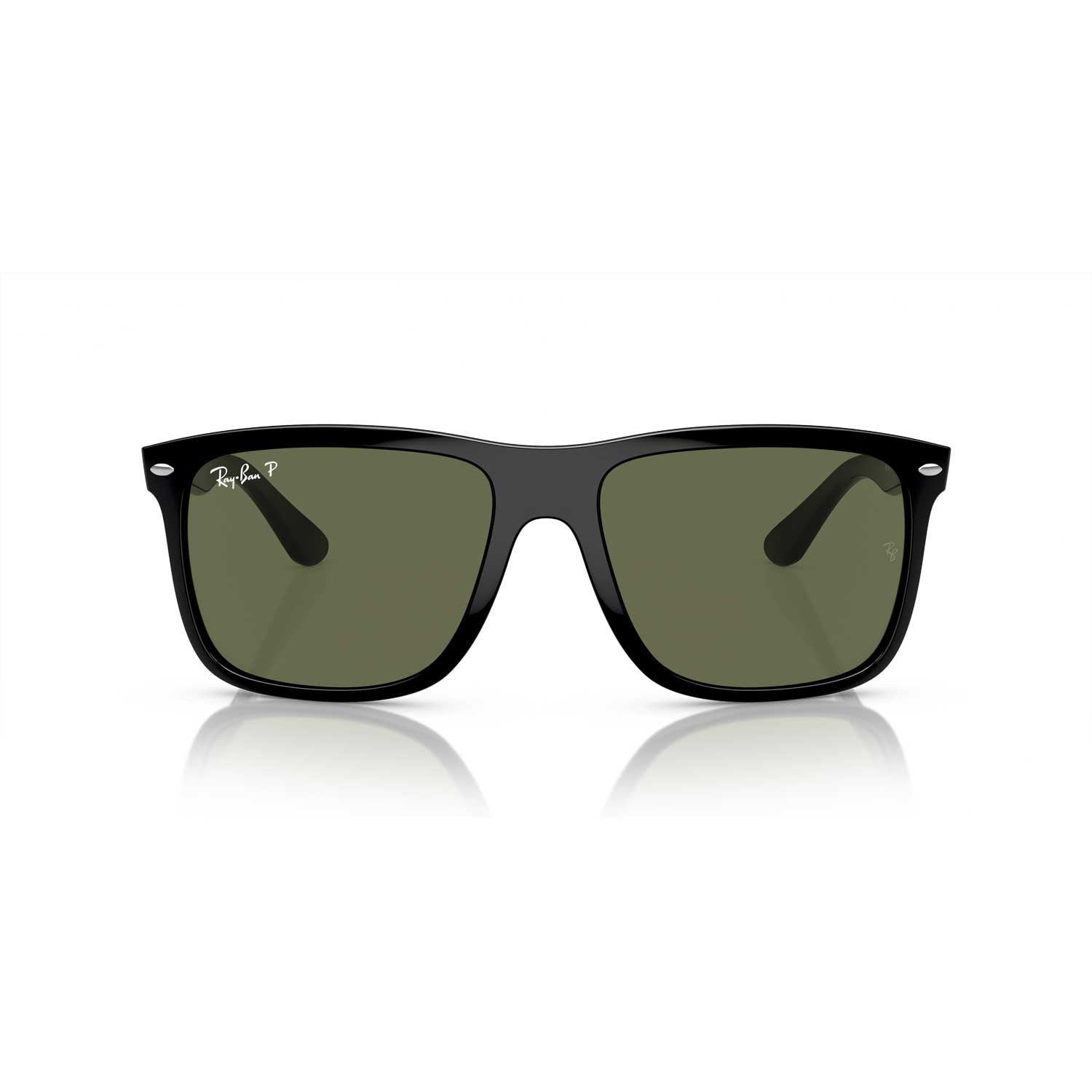 Ray-Ban Boyfriend Two Polarized Sunglasses - Polished Black Frame - Green Lenses - BeachToBlvd