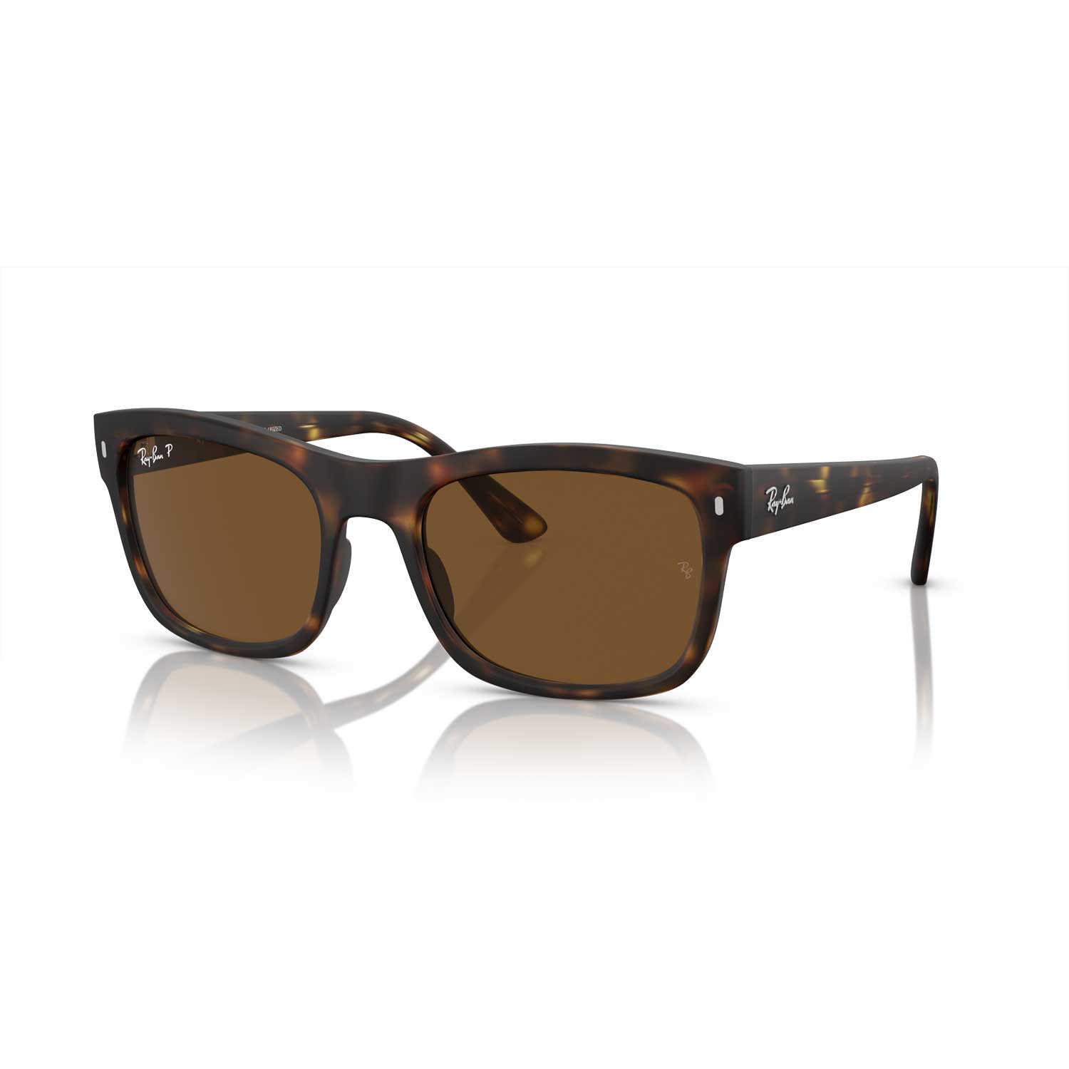 Ray-Ban RB4428 Square Polarized Sunglasses - Matte Havana Frame / Brown Lenses - BeachToBlvd