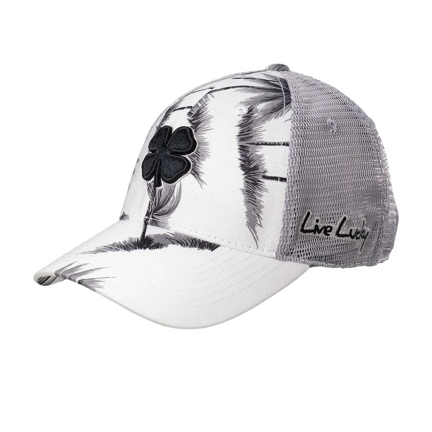 Black Clover Island Luck 9 Snapback Hat - Gray \ White Tropical Print