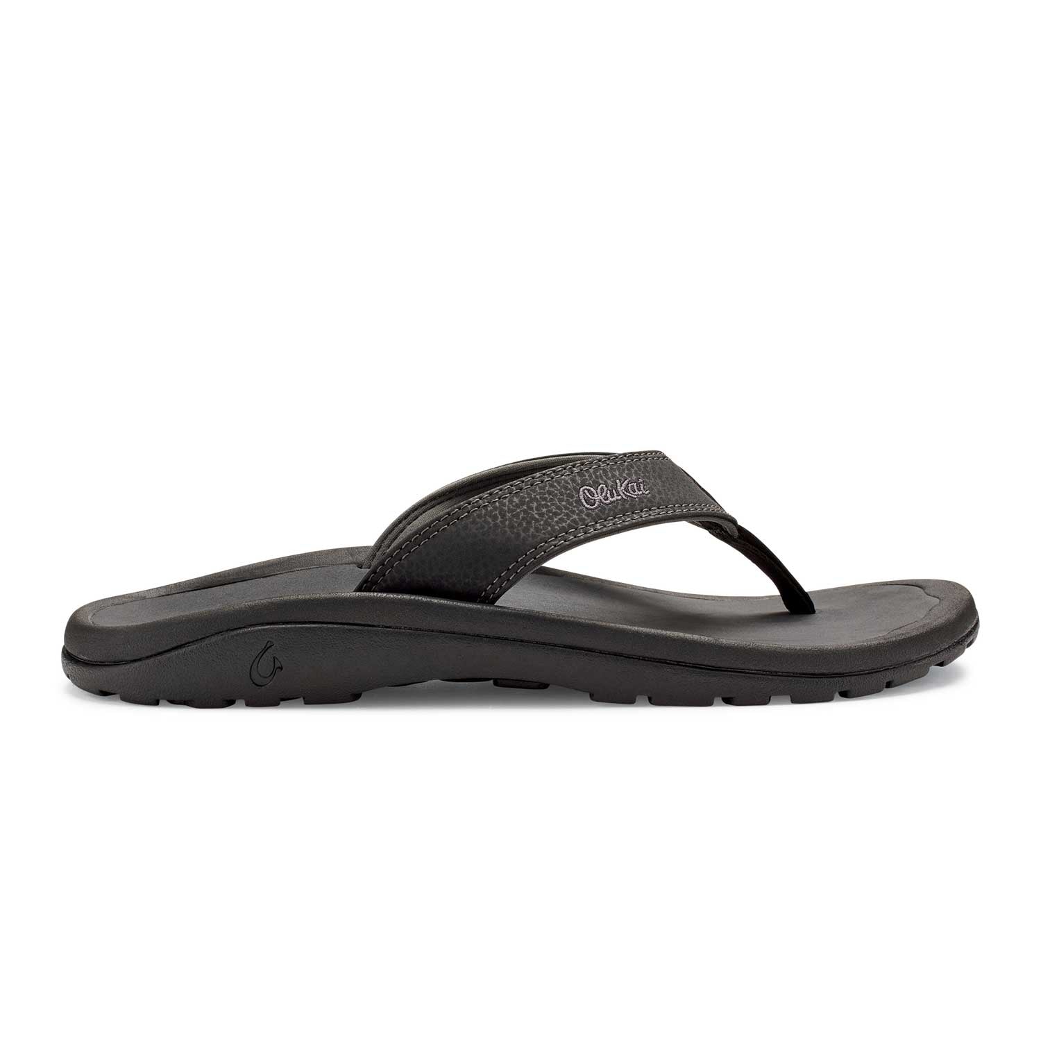 Olukai Ohana Men's Beach Sandals - Black \ Dark Shadow - BeachToBlvd