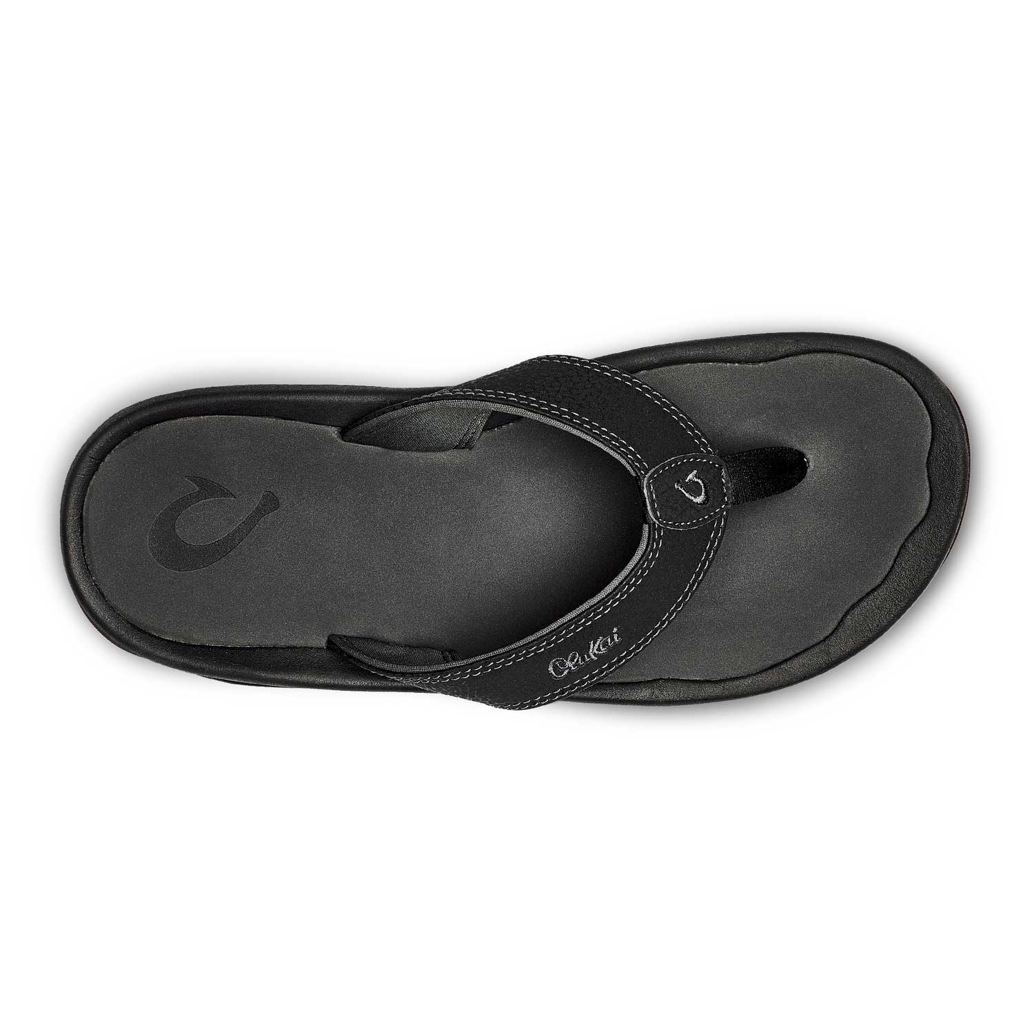 Olukai Ohana Men's Beach Sandals - Black \ Dark Shadow - BeachToBlvd