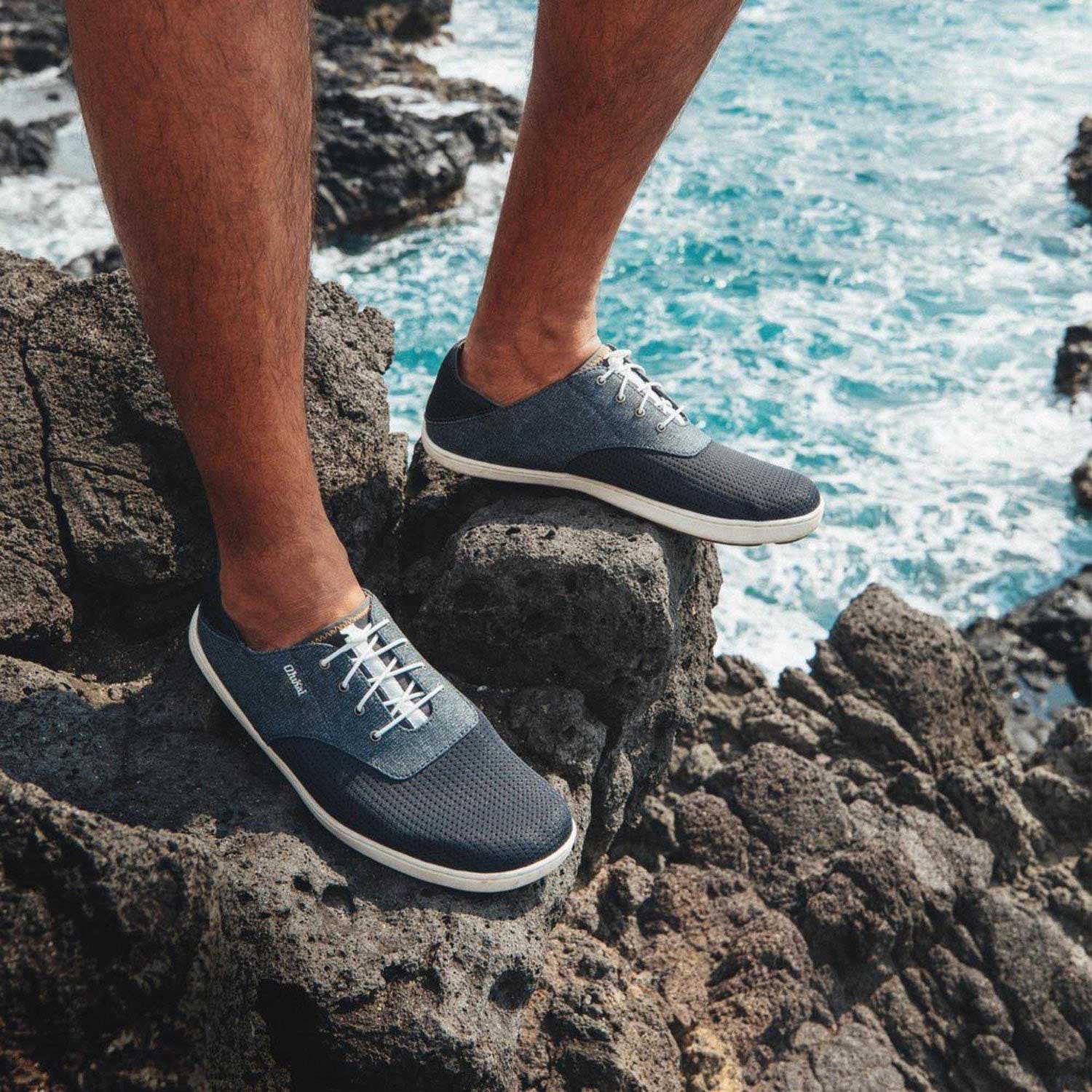 Olukai Nohea Moku Men's Boat Shoes - Dark Shadow - BeachToBlvd