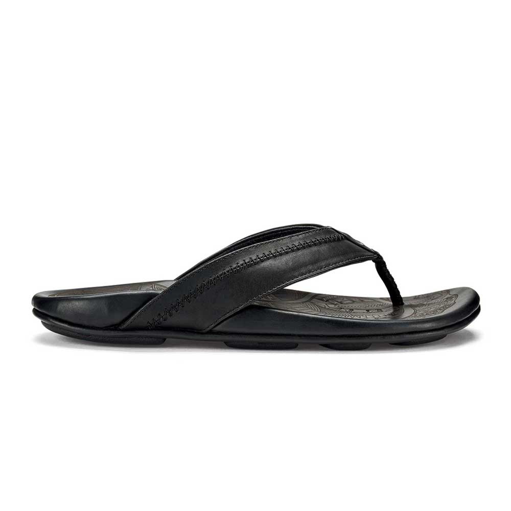 Olukai Hiapo Men's Leather Beach Sandals Lava Rock - BeachToBlvd