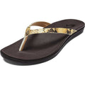 Olukai Ho'opio Leather Women's Beach Sandals - Tan/Mo'o - Gold - BeachToBlvd