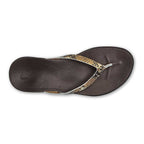 Olukai Ho'opio Leather Women's Beach Sandals - Tan/Mo'o - Gold - BeachToBlvd