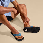 Olukai Ohana Men's Beach Sandals - Vintage Blue / Black - BeachToBlvd