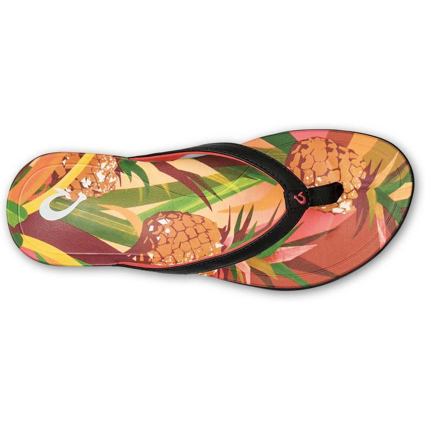 Olukai Ho'opio Hau Women's Beach Sandals - Black \ Pineapple