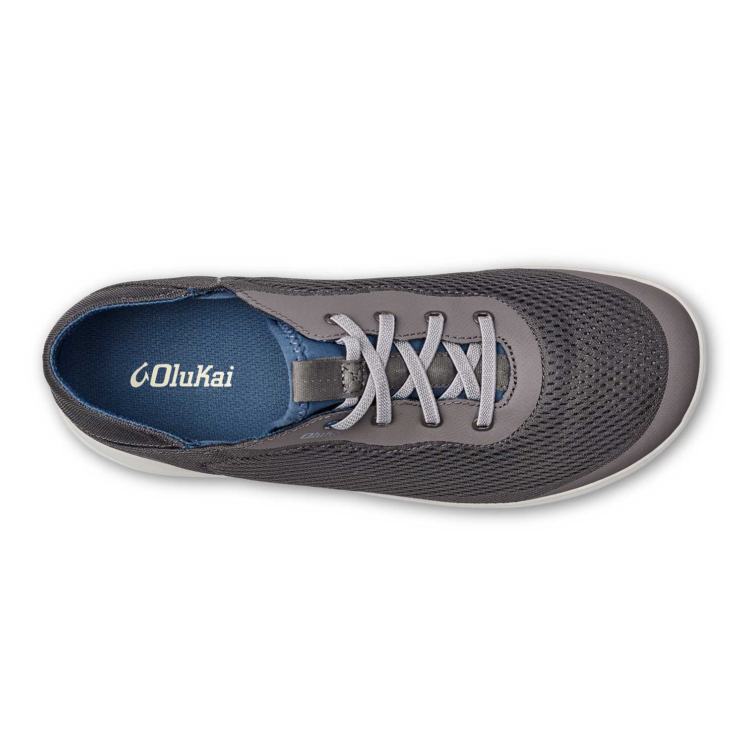 Olukai Moku Pae Men's Boat Shoes - Pavement / Vintage Blue - BeachToBlvd