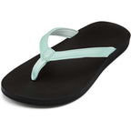 Olukai Puawe Women's Recovery Sandals - Sea Glass \ Black - BeachToBlvd
