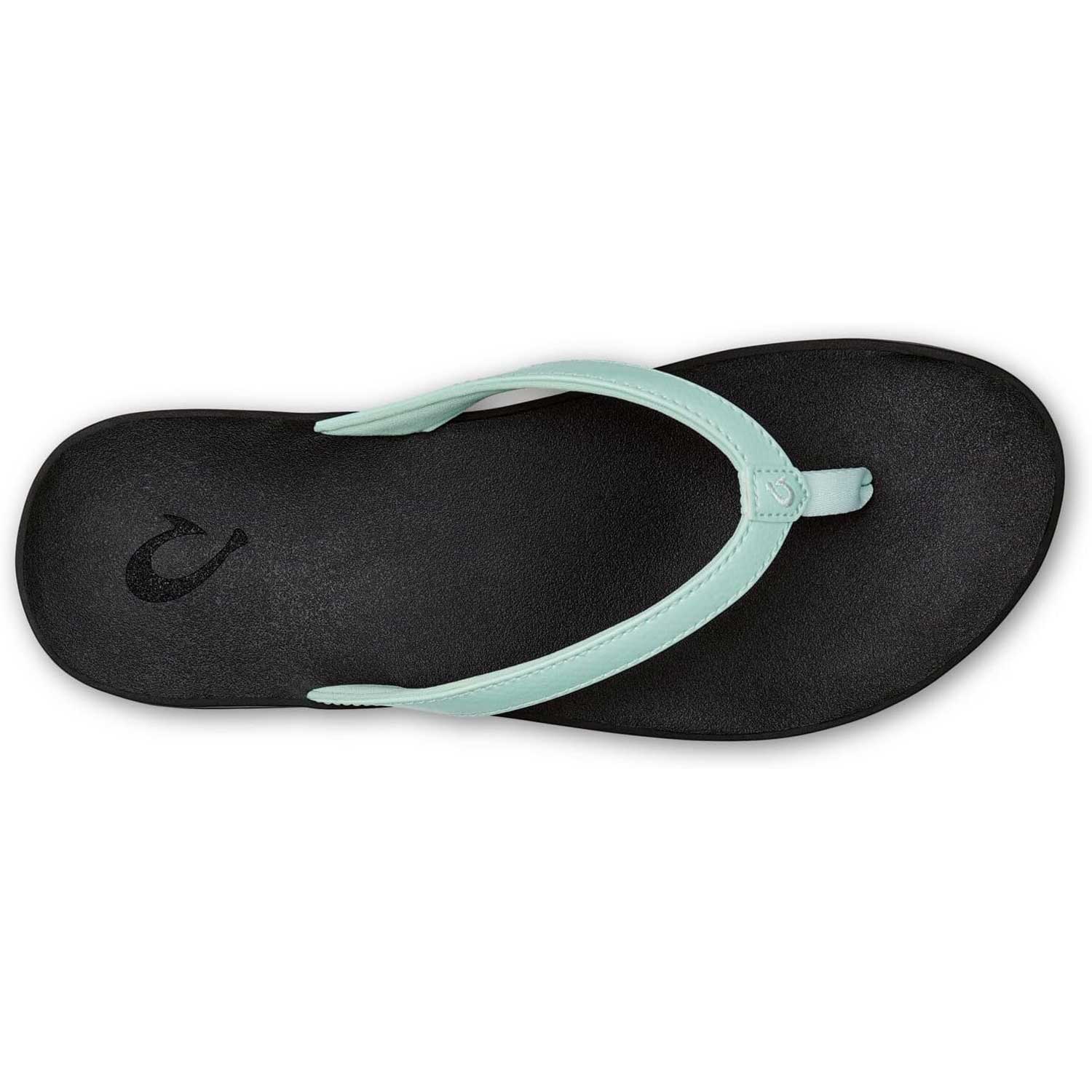 Olukai Puawe Women's Recovery Sandals - Sea Glass \ Black - BeachToBlvd