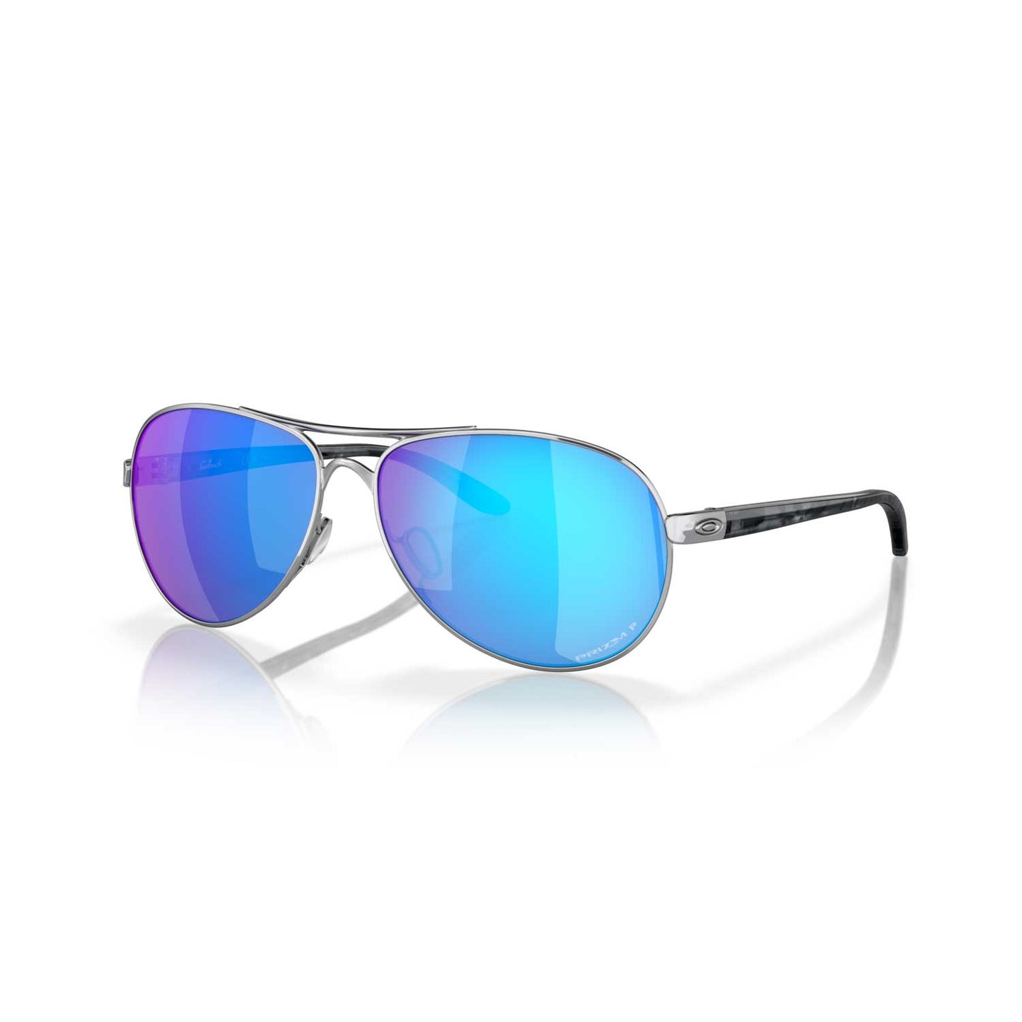 Oakley Feedback Sunglasses Chrome Frame w\ Prizm Sapphire Polarized Lenses