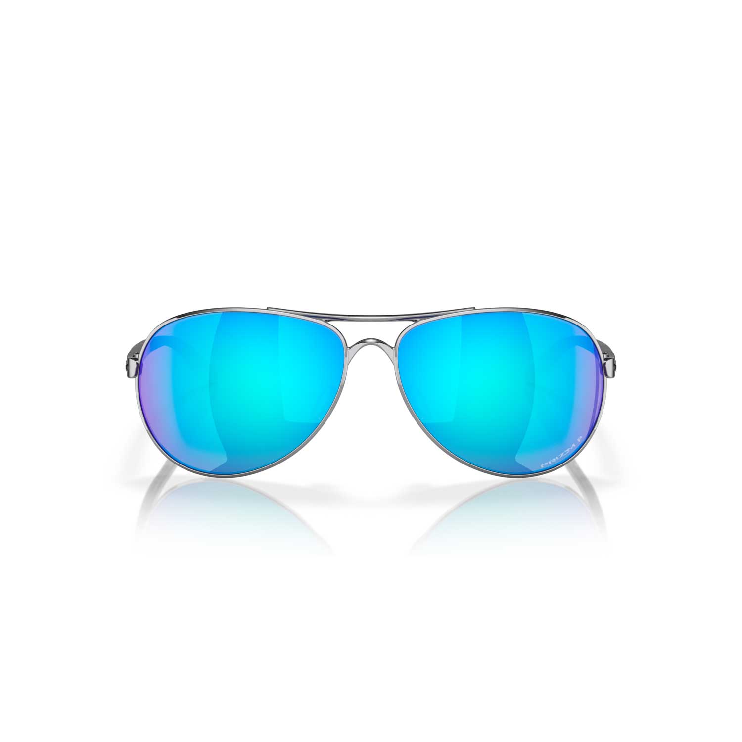 Oakley Feedback Sunglasses Chrome Frame w\ Prizm Sapphire Polarized Lenses - BeachToBlvd