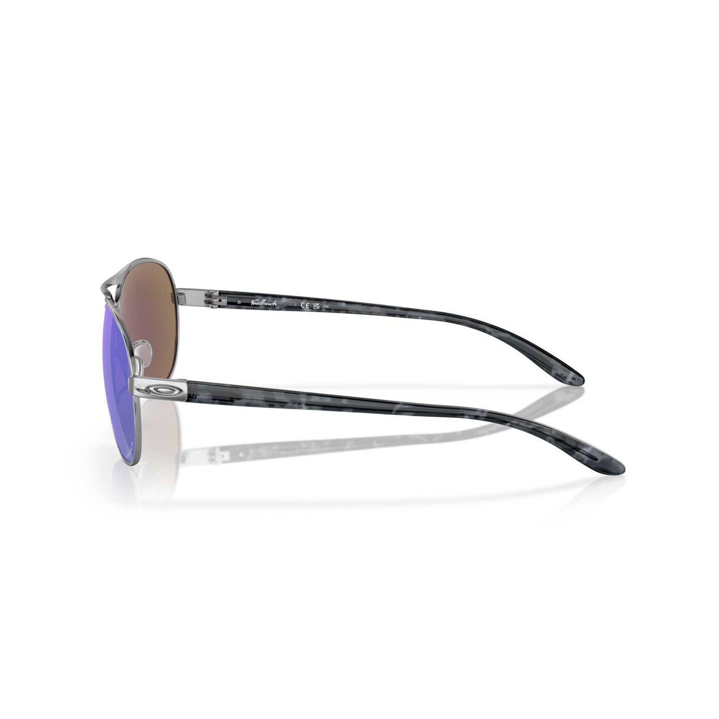 Oakley Feedback Sunglasses Chrome Frame w\ Prizm Sapphire Polarized Lenses