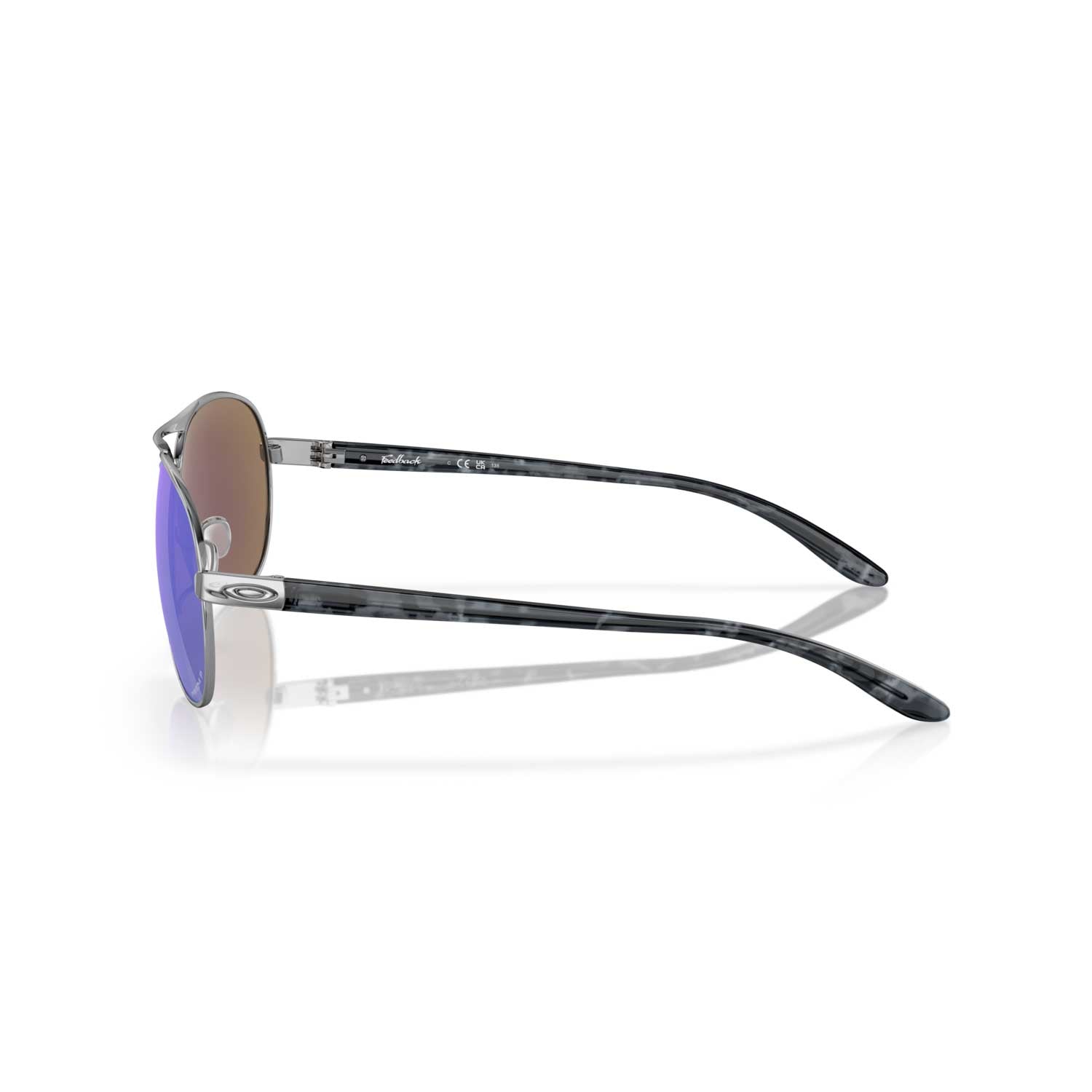 Oakley Feedback Sunglasses Chrome Frame w\ Prizm Sapphire Polarized Lenses - BeachToBlvd