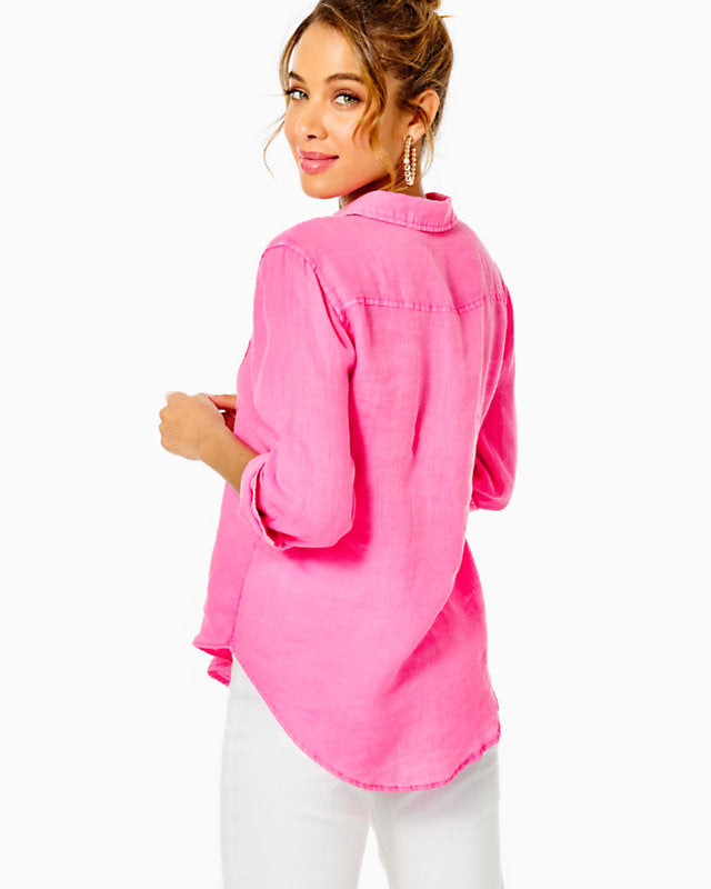 Lilly Pulitzer Sea View Linen Button Down Top