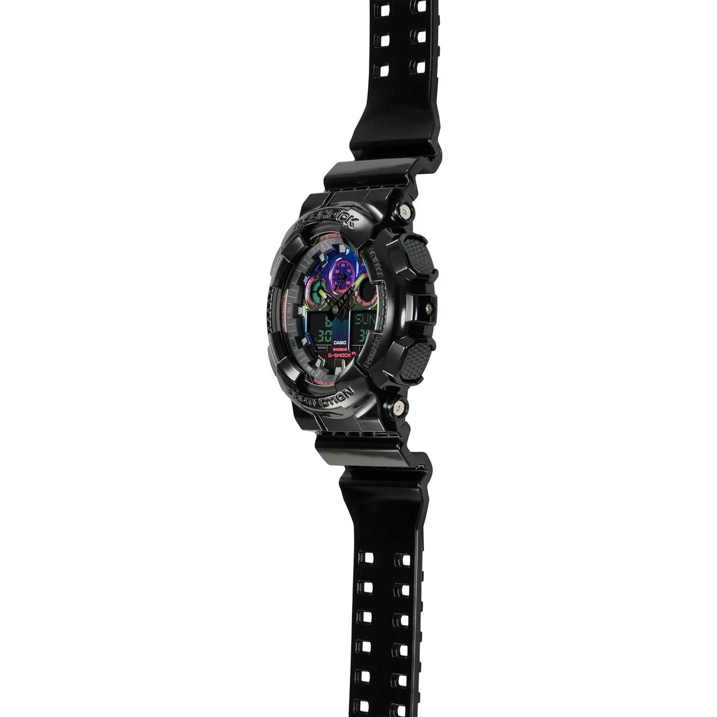 Casio G-Shock Analog \ Digital Men's Watch - Glossy Black\Rainbow Vapor - GA100RGB-1A