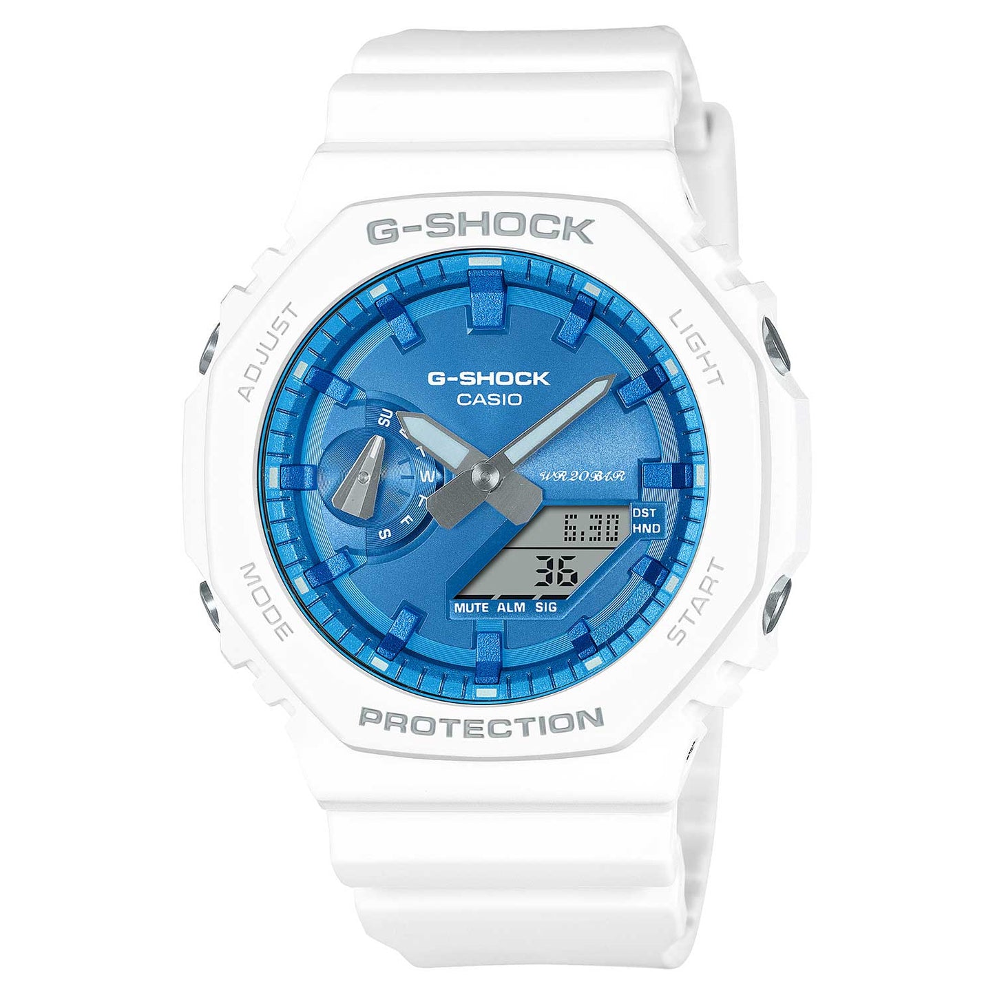 Casio G-Shock Analog \ Digital Men's Watch - White\Blue - GA2100WS-7A