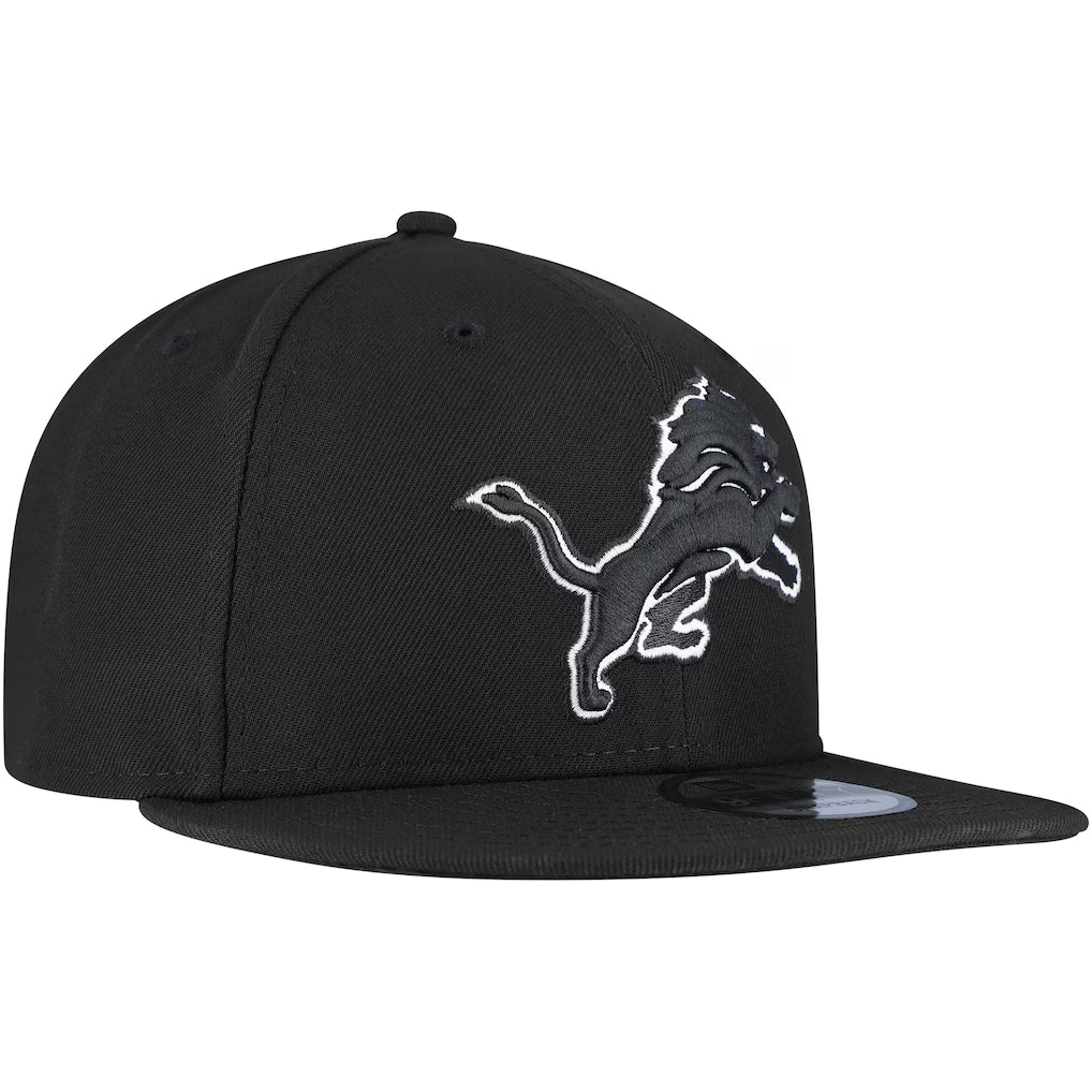 New Era Detroit Lions Black and White 9FIFTY 950 Snapback Hat