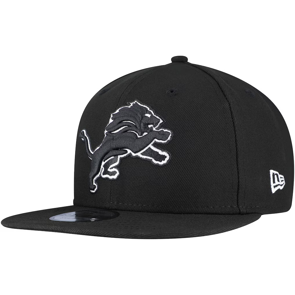 New Era Detroit Lions Black and White 9FIFTY 950 Snapback Hat