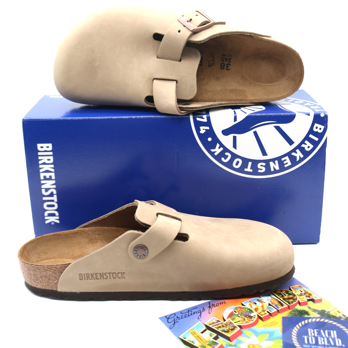 Birkenstock Boston Oiled Leather Sandals - Tobacco Brown - BeachToBlvd